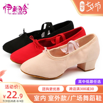 Dance Laces With Female Soft Bottom Teachers Shoes Special Ballet Practice Shoes High Heel Ethnic Belly Leather Adults Dancing Shoes