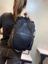 New ladies leather backpack fashion houndstooth embossed leather large capacity travel backpack bag soft leather tide