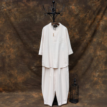 Chinese style Zen clothing tea clothing Jushi suit Chinese Tang costume costume mens Chinese clothing Buddhist ancient style meditation mens clothing