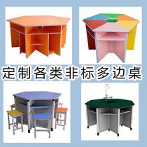 Customized hexagon table hexagonal table color combination splicing six-sided computer desk maker classroom multilateral experimental table