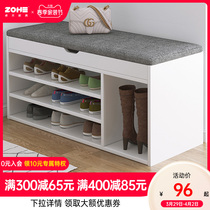 Shoe Cabinet Changing Shoes Stool Brief Modern Home Doorway Multifunctional Dust-Proof Wood Containing Soft Bag Storage For Sitting Shoe Rack