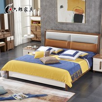 liu lang Nordic wood bed 1 8 meters nuptial bed master bedroom double modern minimalist leather upholstered bei ou gentry bed