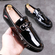 European Station Black Bean Bean Shoes Mens Fall A Foot Pedal Hairstylist Shoes Man Real Leather Heightening Head Leather Shoes Man