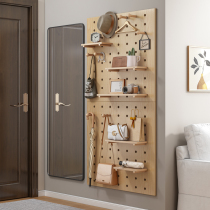 Custom Solid Wood Dongle Board Genguan Wall Containing Shelf Desk Background Wall Wooden Wall Decorative Show Shelf