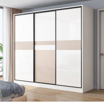 Sliding door wardrobe Household bedroom modern simple locker cabinet bag installation solid wood rental room simple wardrobe