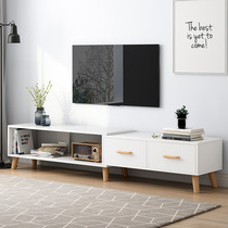 TV cabinet solid wood legs Modern simple living room simple Nordic small apartment telescopic coffee table combination table TV cabinet