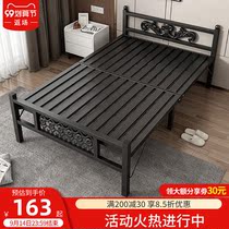 Folding bed home sturdy and durable lunch bed simple portable double office nap iron frame reinforced single bed