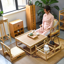 Small table Japanese bamboo rattan tatami tea table small tea table window table Kang table tea table short table bamboo rattan