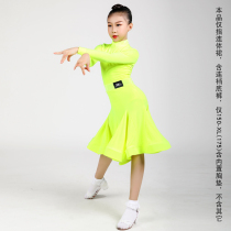 Gloria female childrens Latin dance suit competition examination High collar long sleeve v-shaped one-piece dress Training custom-made provisions