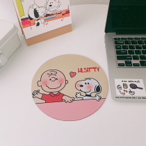 M home ins cute Snoopy Charlie round cartoon print mouse pad girl Korean desktop pad non-slip