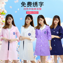 Beauty salon work clothes Womens white coat Short sleeve long sleeve beautician tattoo embroidery Skin management Pharmacy doctor clothes