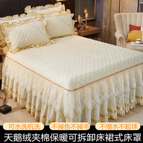 European warm velvet cotton bed skirt skirt one-piece bedspread thickened solid color lace non-slip 1 8m bedspread skirt