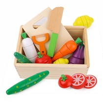 Wooden childrens magnetic cut vegetables and fruits cut music toys simulation house kitchen boy girl baby