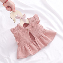 Baby Marina Pure Cotton Newborn Knitting Vest Girl Sweater Princess Sweater Cover Ocean Sleeve