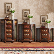 American European-style country retro solid wood painted foyer semicircular entrance cabinet Entrance table multi-function locker
