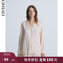 Fall winter discount Oysho floral loose home clothing long sleeve shirt pajamas women's 31083731958