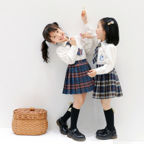  Girls  autumn suit short skirt Childrens Jk uniform College style pleated skirt Half skirt Small and medium children baby autumn