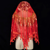 2020 Chinese wedding red hijab wedding translucent bride red hijab gauze Hipa high-end wedding summer