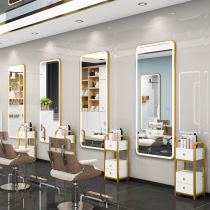 Net red barber shop mirror Beauty salon mirror with light LED mirror Wall-mounted intelligent single-sided mirror for hair salon