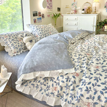 Total Cotton Bed Four Pieces 100 Pure Cotton Small Fresh Quilt Cover Bed Goods Student Dormitory Bed Single Three Sets of bed Ogasawara 4