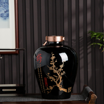 Wine jar household sealed Jingdezhen ceramics 5 10kg plum orchid bamboo chrysanthemum carved wine jar empty wine bottle