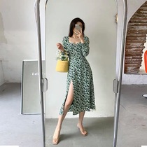  Reformation22 New Style French Floral Split Long Sleeve Print Midi Dress Dress Woman