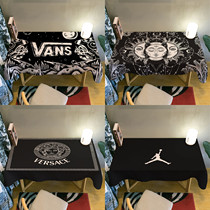 Net red ins Wind black and white Trend Tide brand student dormitory desk computer desk dustproof decoration tablecloth cloth hanging cloth