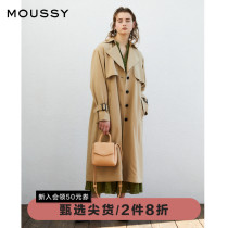 MOUSSY early spring turnover single row of buckle close-up waist lacing wind coat 010ESW30-1870