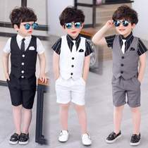 Boy suit suit summer baby birthday dress handsome boy vest three-piece Korean childrens piano performance