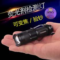 365nm fluorescent agent detection lamp pen purple light white light special banknote detection UV small mini rechargeable flashlight