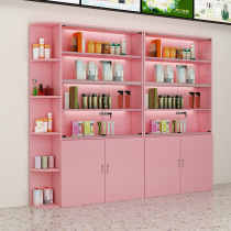 Commercial cosmetics display cabinet shelf with light Product display cabinet Glass door with lock beauty salon combination shelf
