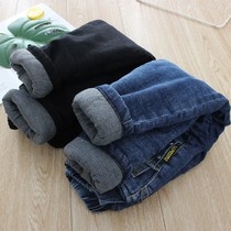 Girls cotton trousers are thickened with three layers of cotton in winter to keep warm in the north a pair of extra thick winter jeans for small and medium-sized children