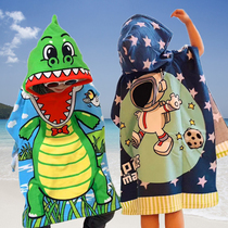 Childrens bath towel Cloak with hood Boys absorbent quick dry swimming bathrobe Baby cartoon Hot spring portable beach towel