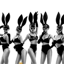 Dark night shop European and American GOGO dance team performance suit Black rabbit mask Three-dimensional rabbit ear performance suit mask