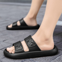 European station Summer slippers Mens pure color trending with a thick bottom non-slip outside wearing a handsome gas net red word drag sandals