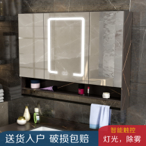 Smart bathroom mirror cabinet defogging with light storage mirror box Solid wood waterproof bathroom separate dressing mirror cabinet Simple