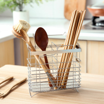 Chopsticks tube wall-mounted kitchen chopsticks cage chopsticks spoon household non-perforated stainless steel rack tableware storage box