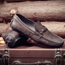 Boomer Leather Shoes Man 2022 Summer New Inron Fashion Business Leisure Genuine Leather Sloth a foot Pedal Bean shoe Men s