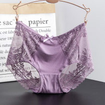4 boxes of boxed sexy lace underpants woman medium-high waist thin lady Modale pure cotton crotch No marks big size fat mm