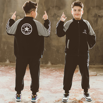 Fat boy clothes boy Gats up 2021 new chubby kids Tide Card Sweater Suits 12 to 15-year-old boy dress