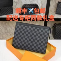 Mens handbags 2022 new business Bull Leather Casual Black Gaggers With Bag Wash Toiletries Bag Mens Bag Letter Enveloping