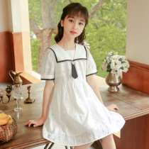 Girls dress for dress Summer 2022 new dress Childrens baby Childrens College Wind Navy Princess Skirt Student School Uniform