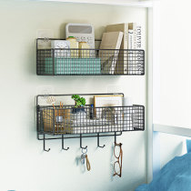 Dormitory Wall Set Object Shelf Bedside Hanging Basket Student Dorm Room Bathroom Bed with upper bungler free of punch