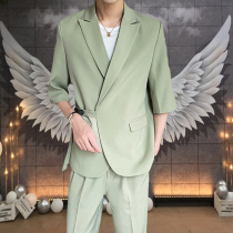 Light Cooked Uppie Handsome Hairdresser Short Sleeve Western Suit Men Suit Net Red Casual Loose Jacket Korean version Lazy Wind Suit