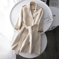 CW3369 Spain D2020 autumn fashion temperament lapel suede double breasted medium and long windbreaker coat women