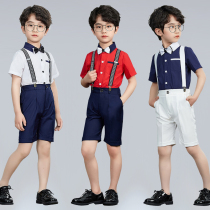 Handsome childrens suit suit Summer bib boy suit Flower girl dress boy graduation performance dress