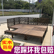 Outdoor anti-corrosion carbonized wooden floor terrace wedding performance movable stage garden villa courtyard landscape platform