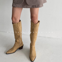 South Korea Western Cowboy Boots Childrens Boots 2021 Spring Autumn New Pointed Retro Inron Wind High Cylinder Rider Boots