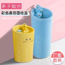 Kindergarten childrens ceramic color cartoon integrated hand washing wine cup table basin outdoor washbasin children column Basin