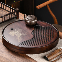 Bamboo tea tray household round Chinese tea tray tea table storage water retro style single layer Tea Sea dry bubble table tea special